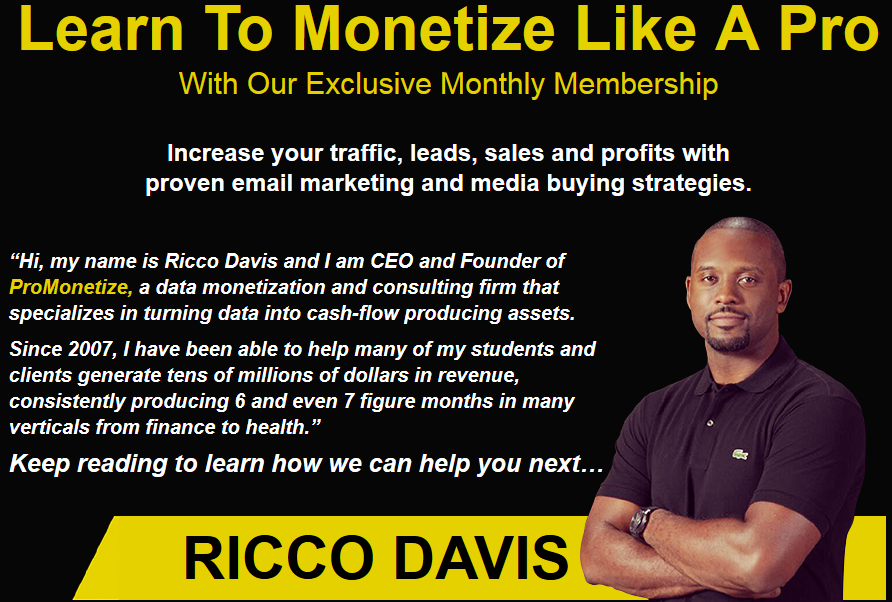 Ricco Davis - ProMonetizer Monetization Lab   BONUS