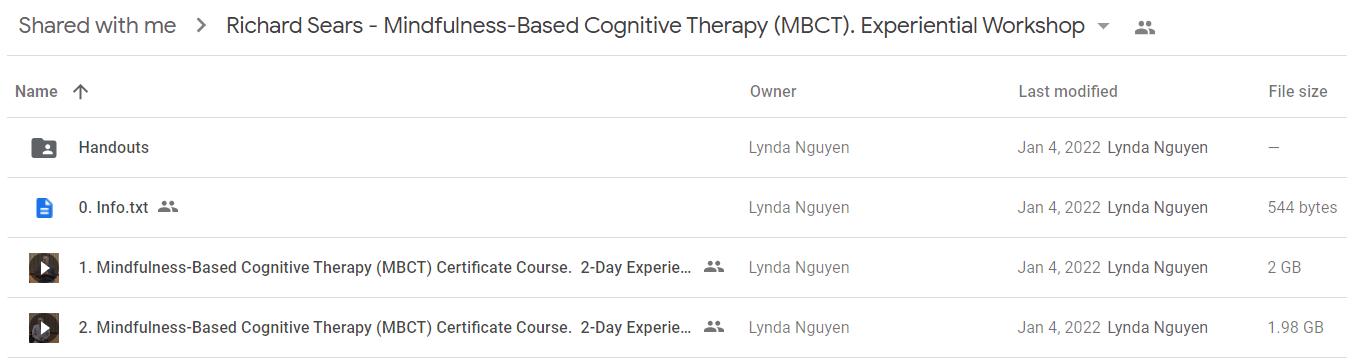 Richard Sears - Mindfulness-Based Cognitive Therapy (MBCT). Experiential Workshop1